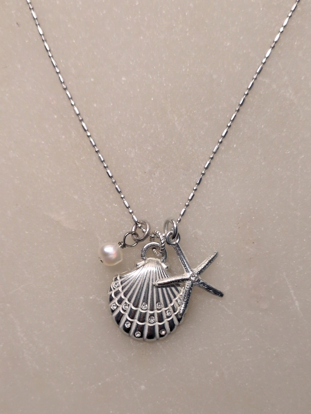 Brighton Nautical Shell and Starfish Pendant Charm Necklace